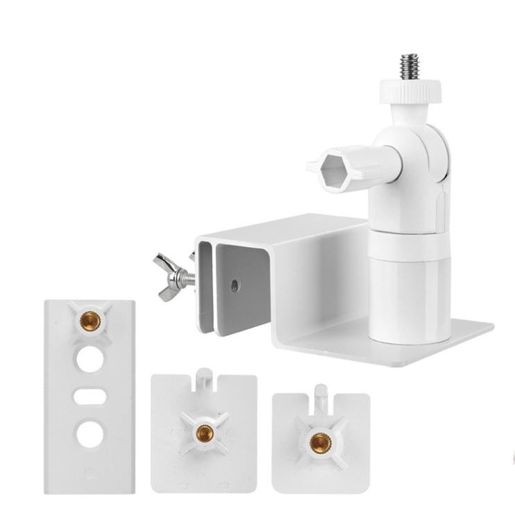 Sturdy White Metal Bracket for Simultaneous Solar Panel and Camera Mount