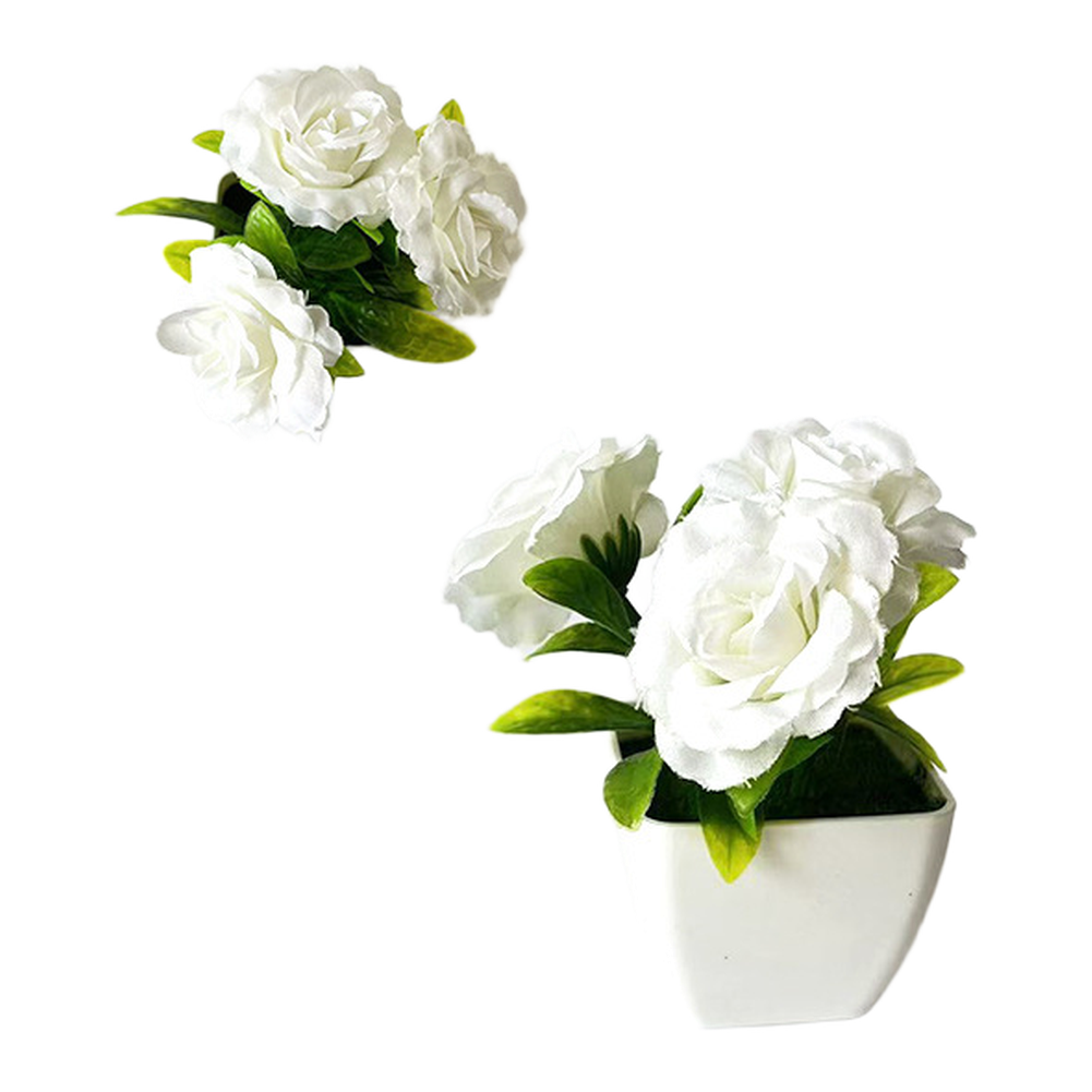 Decorative 3 Fake Plant in White Square Pot – For Home Office Wedding