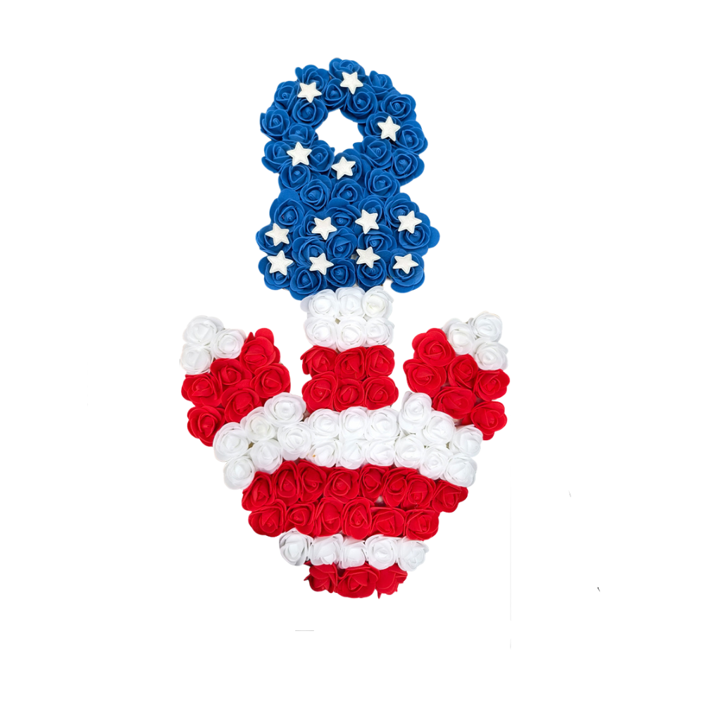 38 3 36cm Red White Blue Rose Wreath for Independence Day Door Decoration