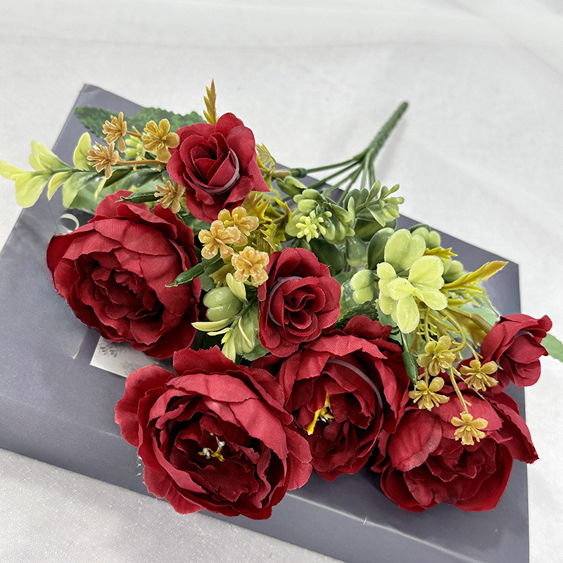 Photography Prop Flowers Silk Peony Flowers Flexible Wire Construction