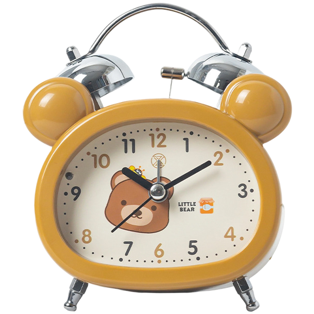 Bear Rabbit Shape Alarm Clock with Soft Night Light Silent Quartz Movement