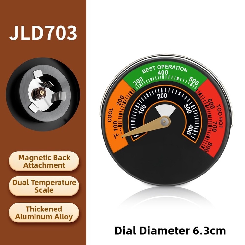 Stove Thermometer Magnetic 63mm Aluminum Alloy Dual Temp Scale Readout