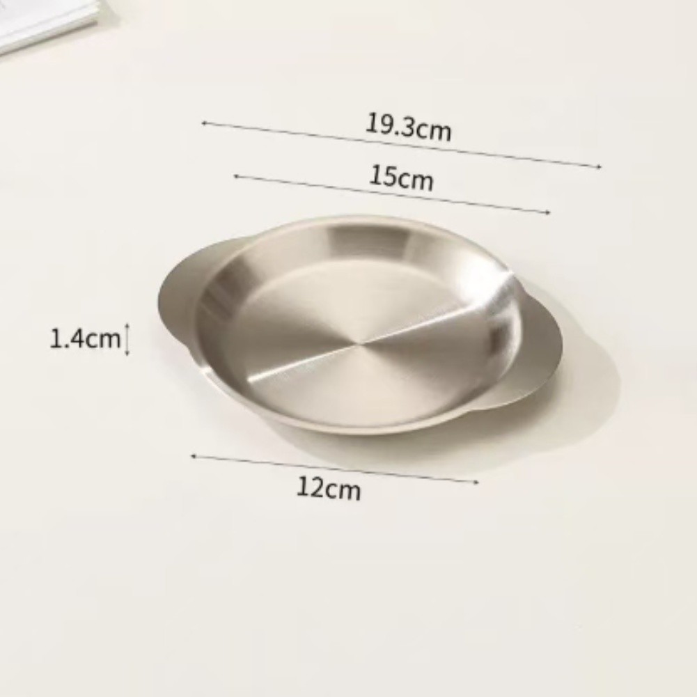 Korean Style 201 SS Flat Tray for Snacking and Grilling 19.3 x 15 x 1.4 cm