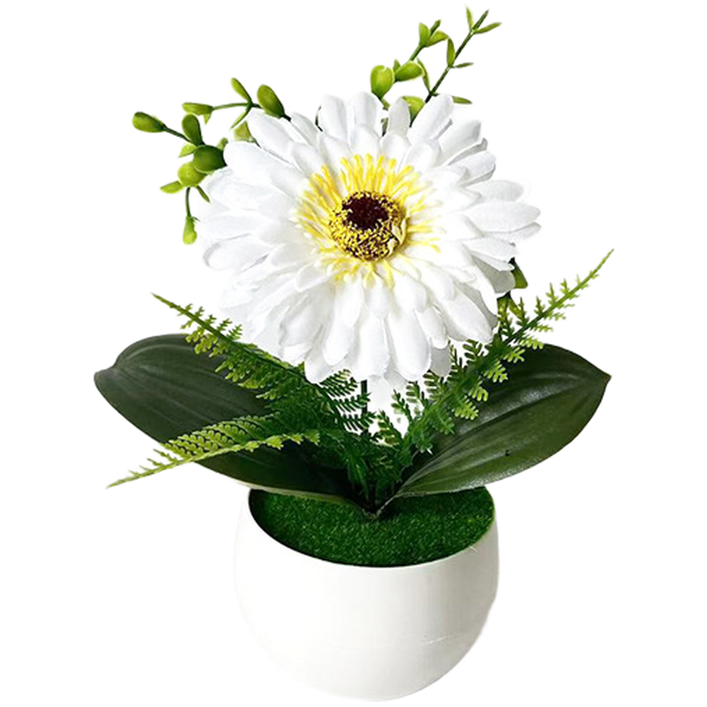White Pot Faux Gerbera Daisy 19 cm Lifelike Plastic Flower Indoor Decor