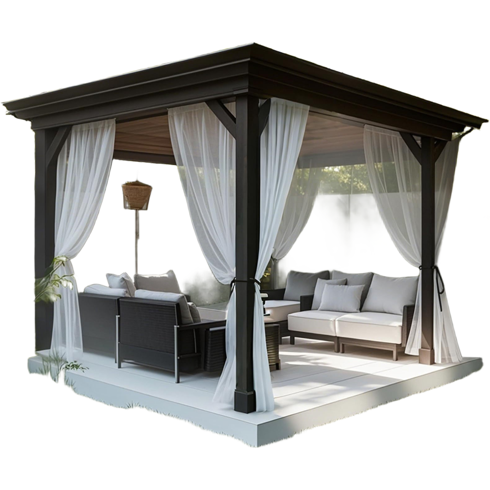 Outdoor Mesh Curtain Polyester Rod Pocket Design for Patio Pergola Gazebo Use