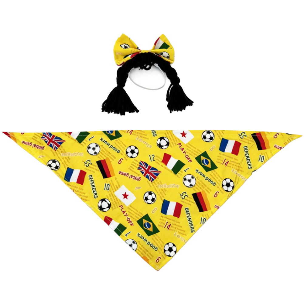 Yard Goose Ornament in Yellow White Cloth with Decorative Braid Bow Design