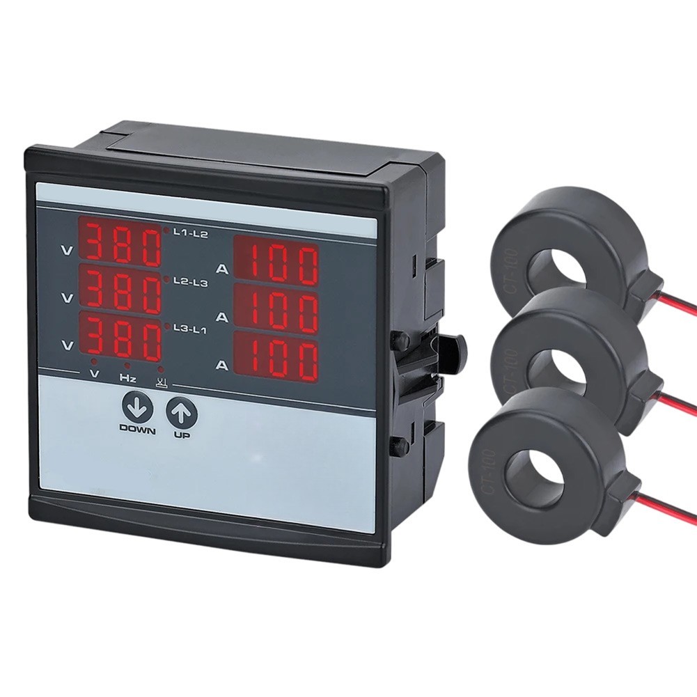 220V Digital Ammeter for Three-Phase Current Measurement with 3 Support