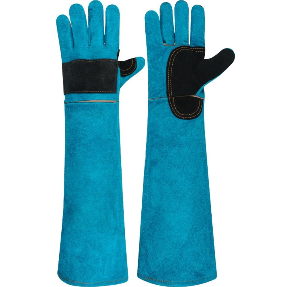 Pet Training Gloves Made of Thick Cowhide Leather 60cm Arm Coverage for Safety