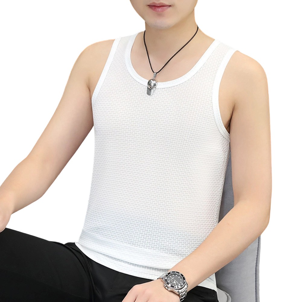 Men’s Quick-Dry Sleeveless Vest Tank Top Ice Silk for Fitness and Gym Use