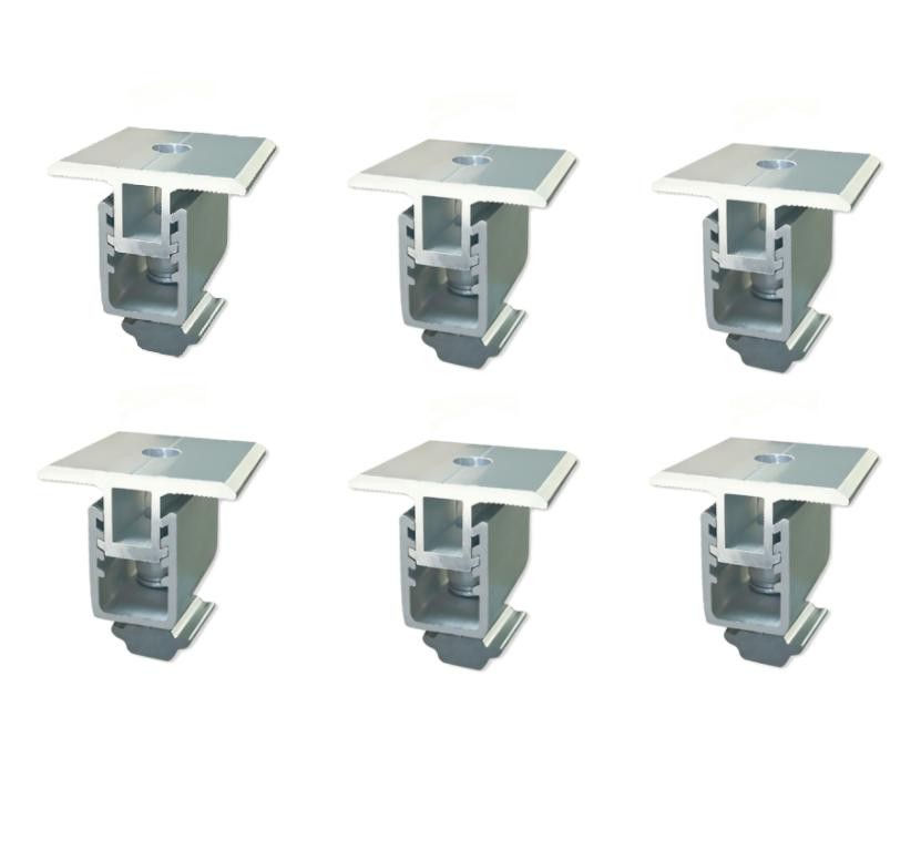 6-Pack Solar Panel End Clamps – Smooth-Finish Metal Hardware for Secure Fixing