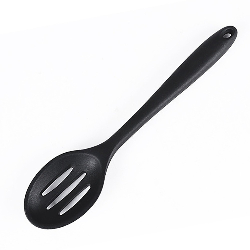 Red Black Silicone Slotted Spoon - Ergonomic Design 27.5cm Kitchen Essential