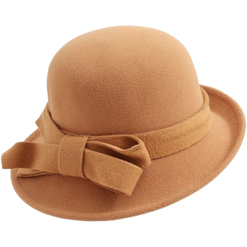 Pillbox Cloche Hat with Rolled Brim Bowknot and Dome Shape for Classic Look