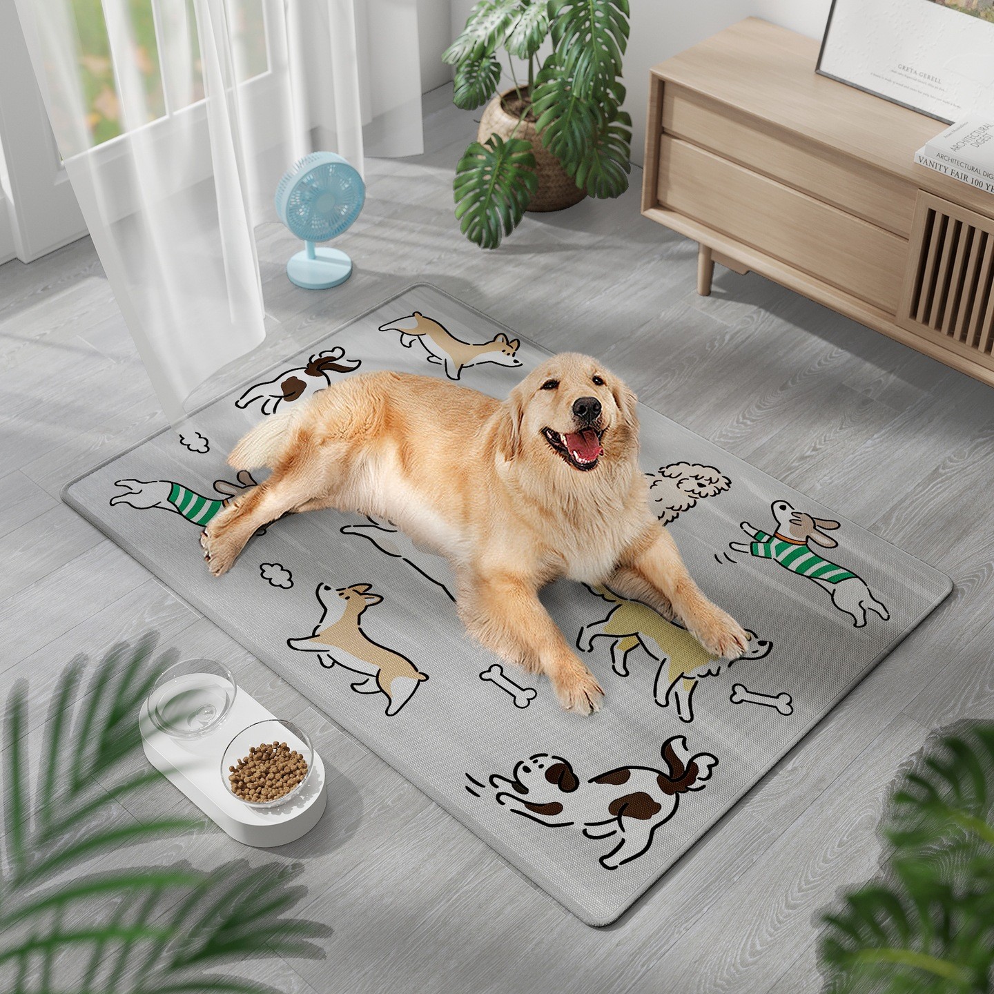 Cooling Mat Ice Silk for Pets Breathable Non-Slip Washable 50x70CM Size