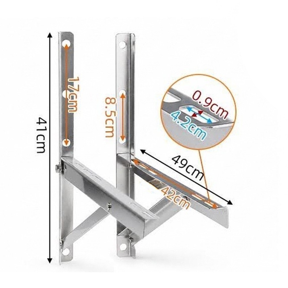 Split AC Wall Mount Bracket Stainless Steel Foldable 49x5x5cm and 50x5x5cm