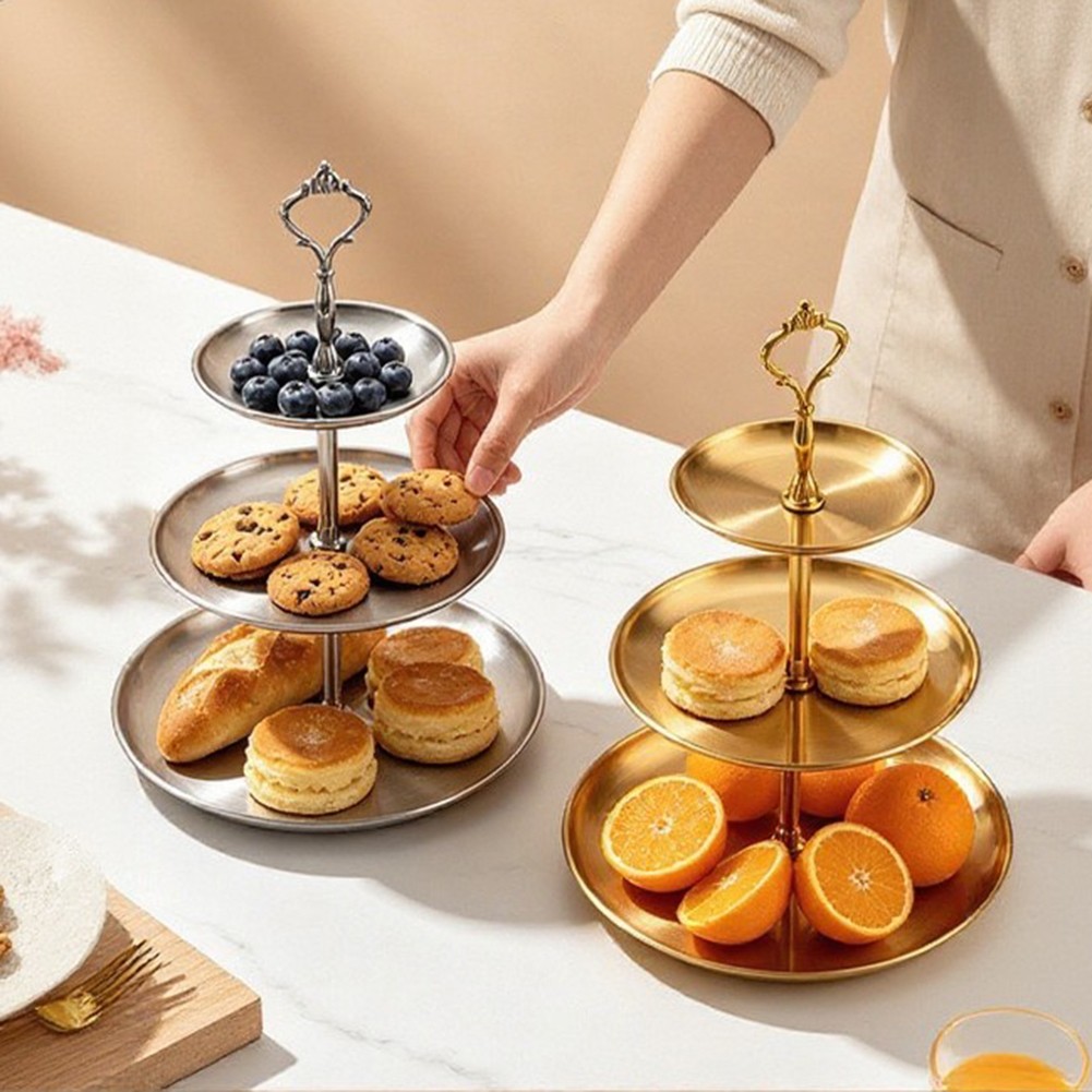 Stainless Steel Cupcake Display Stand 3 Tier Circular 30/23/17cm Diameter - Produktbild 8