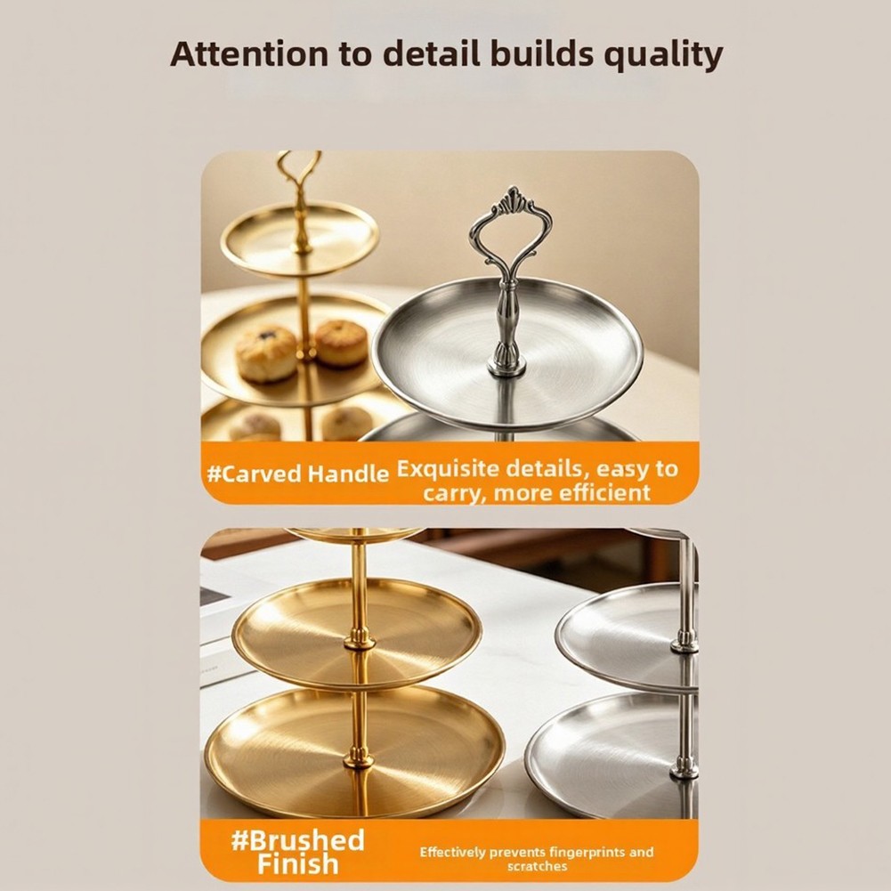 Stainless Steel Cupcake Display Stand 3 Tier Circular 30/23/17cm Diameter