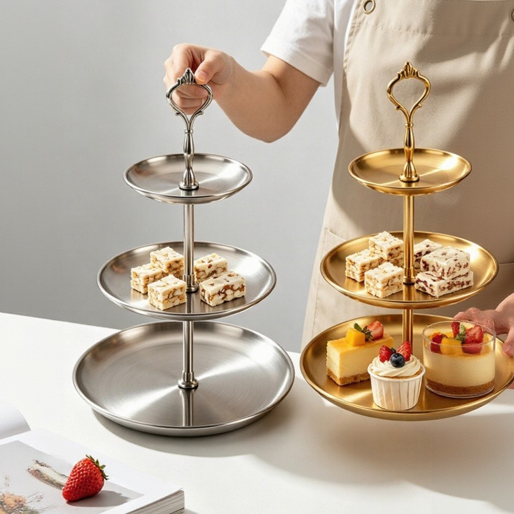 Stainless Steel Cupcake Display Stand 3 Tier Circular 30/23/17cm Diameter - Produktbild 1