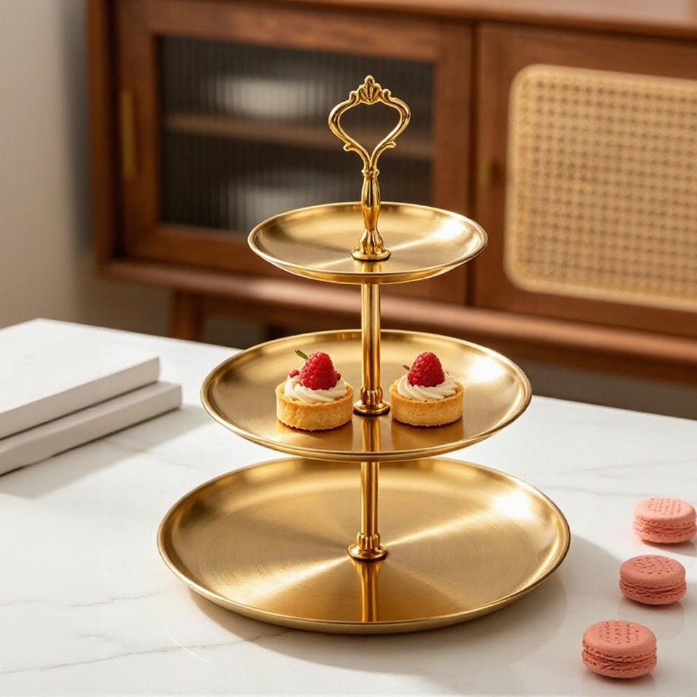 Stainless Steel Cupcake Display Stand 3 Tier Circular 30/23/17cm Diameter - Produktbild 3