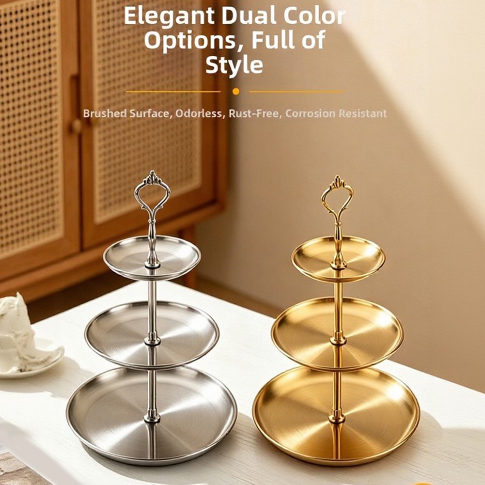 Stainless Steel Cupcake Display Stand 3 Tier Circular 30/23/17cm Diameter - Produktbild 10