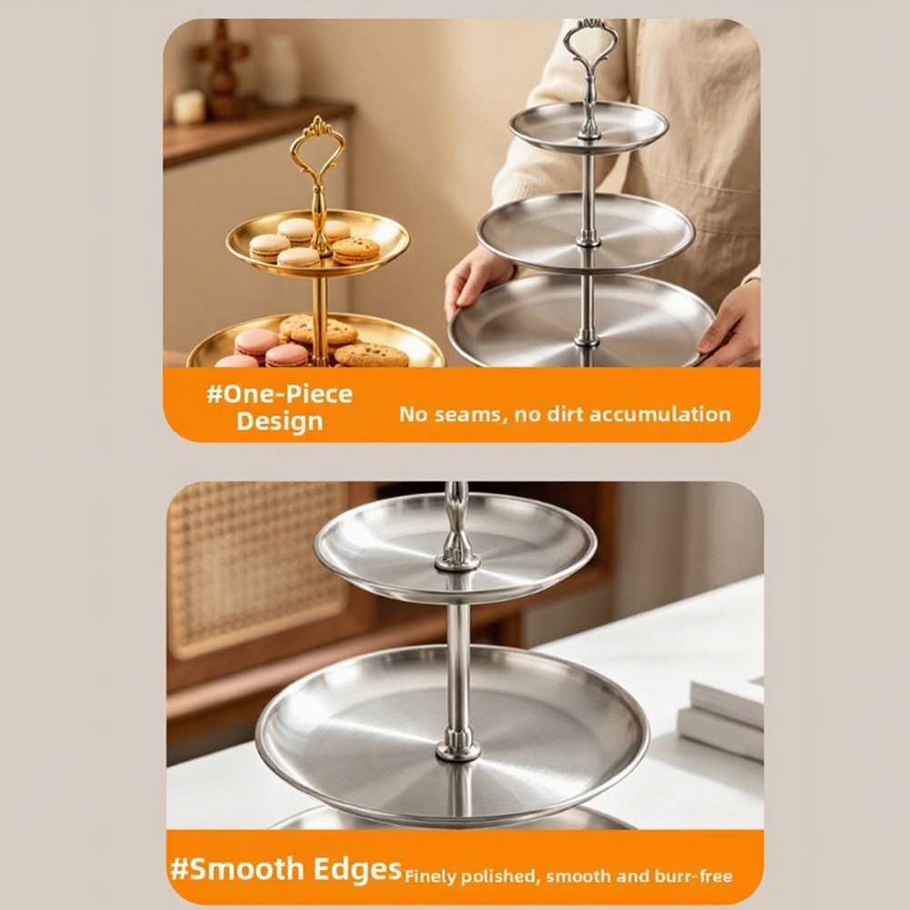 Stainless Steel Cupcake Display Stand 3 Tier Circular 30/23/17cm Diameter - Produktbild 6