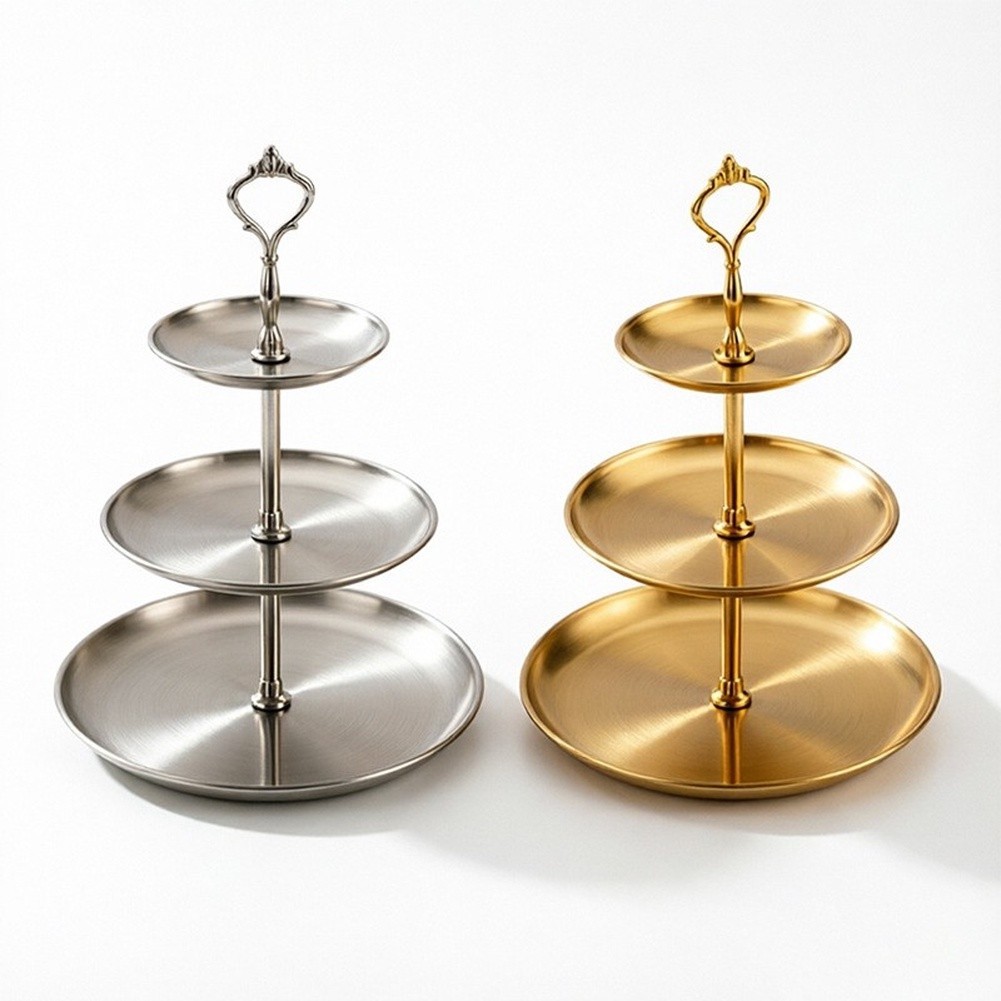 Stainless Steel Cupcake Display Stand 3 Tier Circular 30/23/17cm Diameter - Produktbild 4