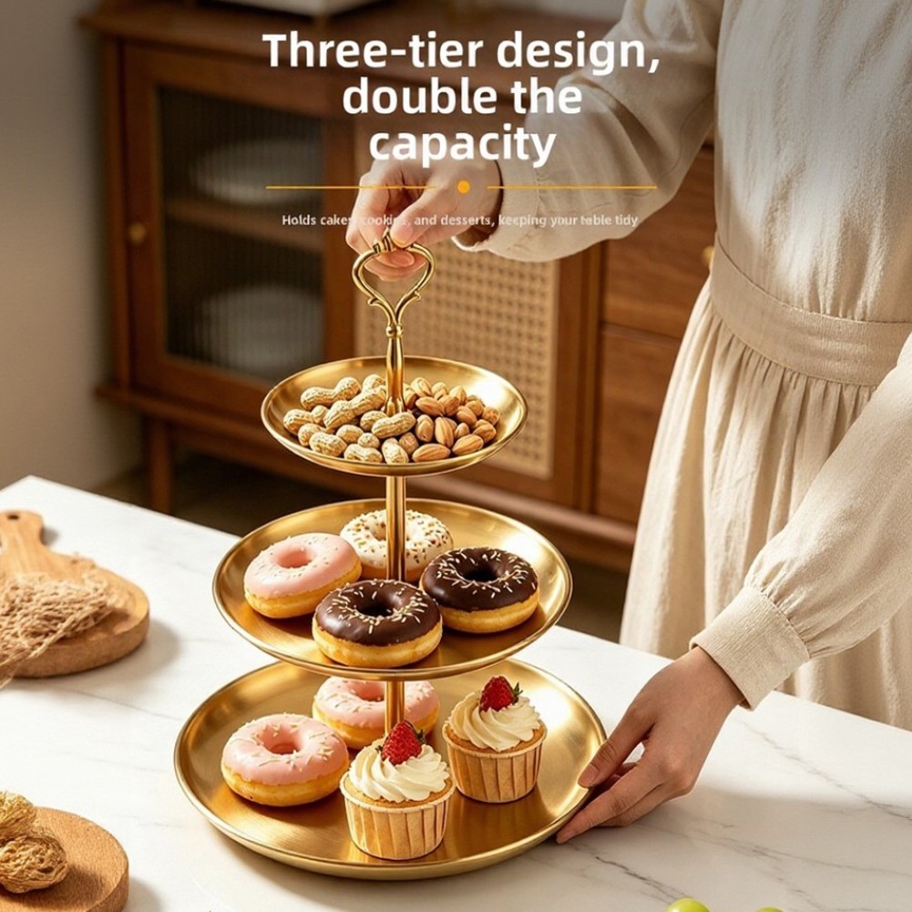 Stainless Steel Cupcake Display Stand 3 Tier Circular 30/23/17cm Diameter - Produktbild 5