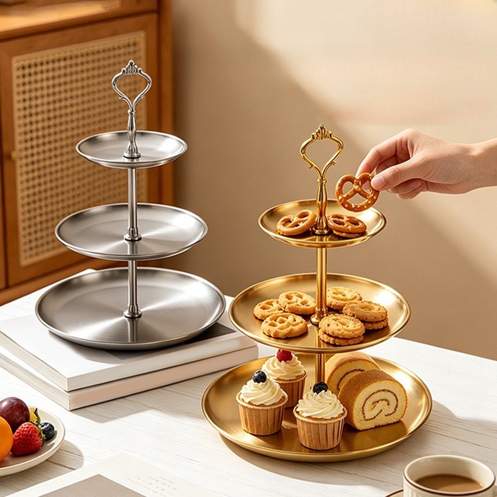 Stainless Steel Cupcake Display Stand 3 Tier Circular 30/23/17cm Diameter - Produktbild 2