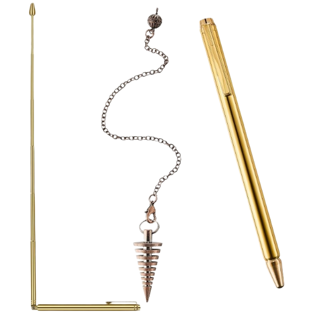 Retractable Dowsing Rods Gold Copper 5.6 in to 16.34 in for Paranormal Use