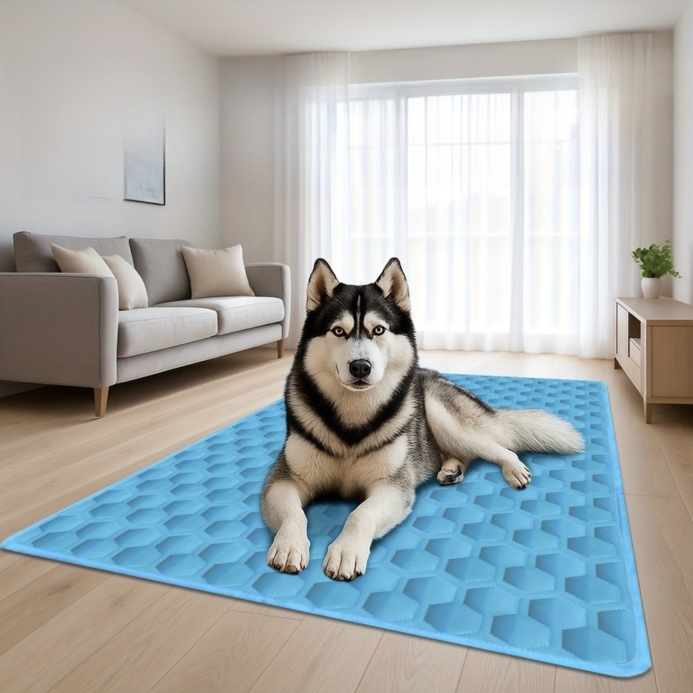 Blue For Pet Cooling Pad – Polyester Fabric Mat to Lower Body Temperature