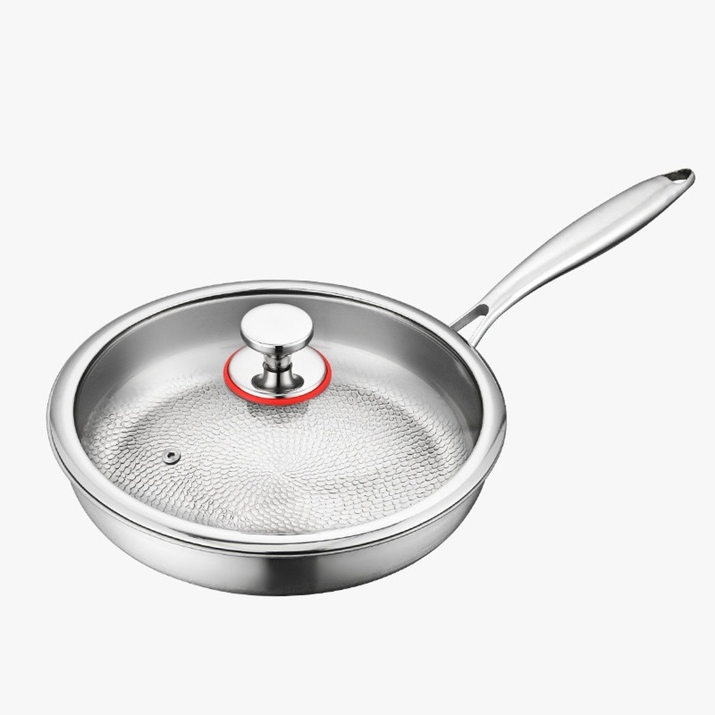 Titanium Frying Pan with Lid 22cm 24cm 26cm 28cm 30cm Hammered for Any Range