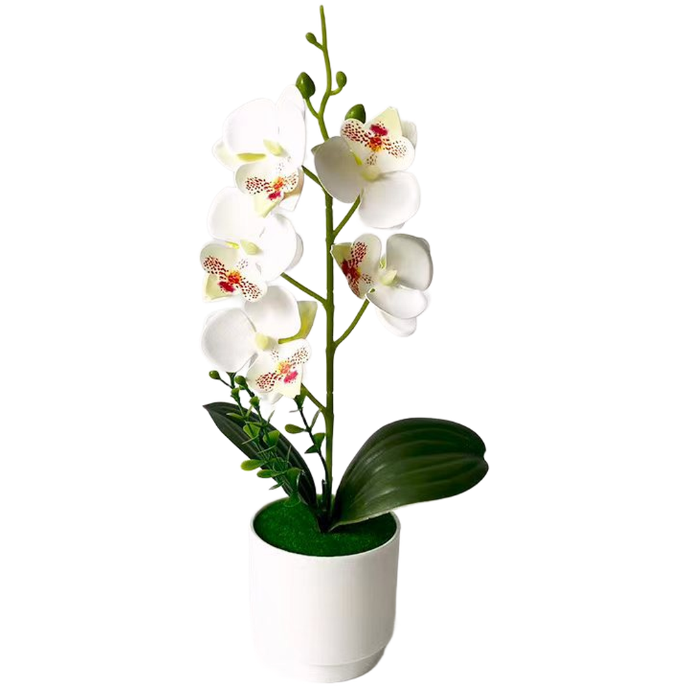 Artificial Orchid Plant 12.2in Realistic Petals Green Buds For Home Decor