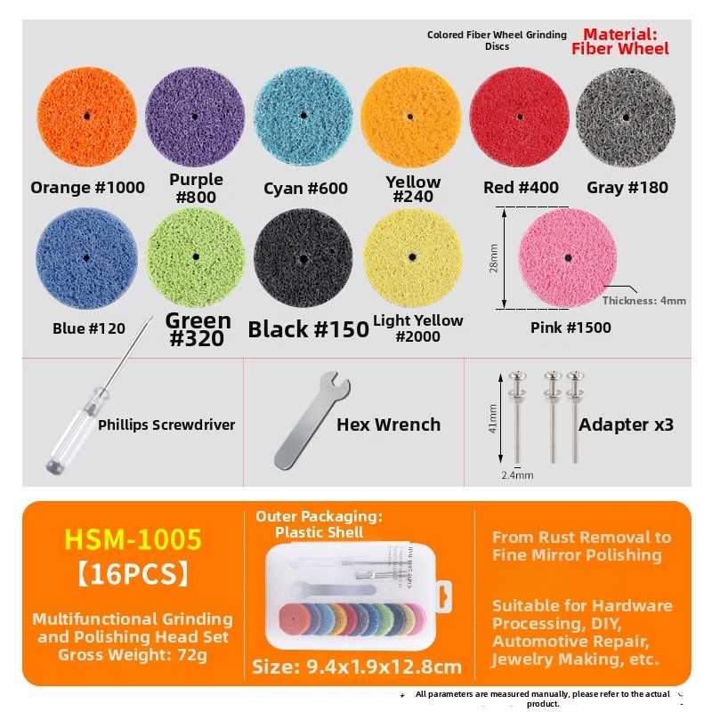 ROTARY TOOL POLISHING WHEEL SET NYLON FIBER WITH 9.4X1.9X12.8CM DIMENSIONS