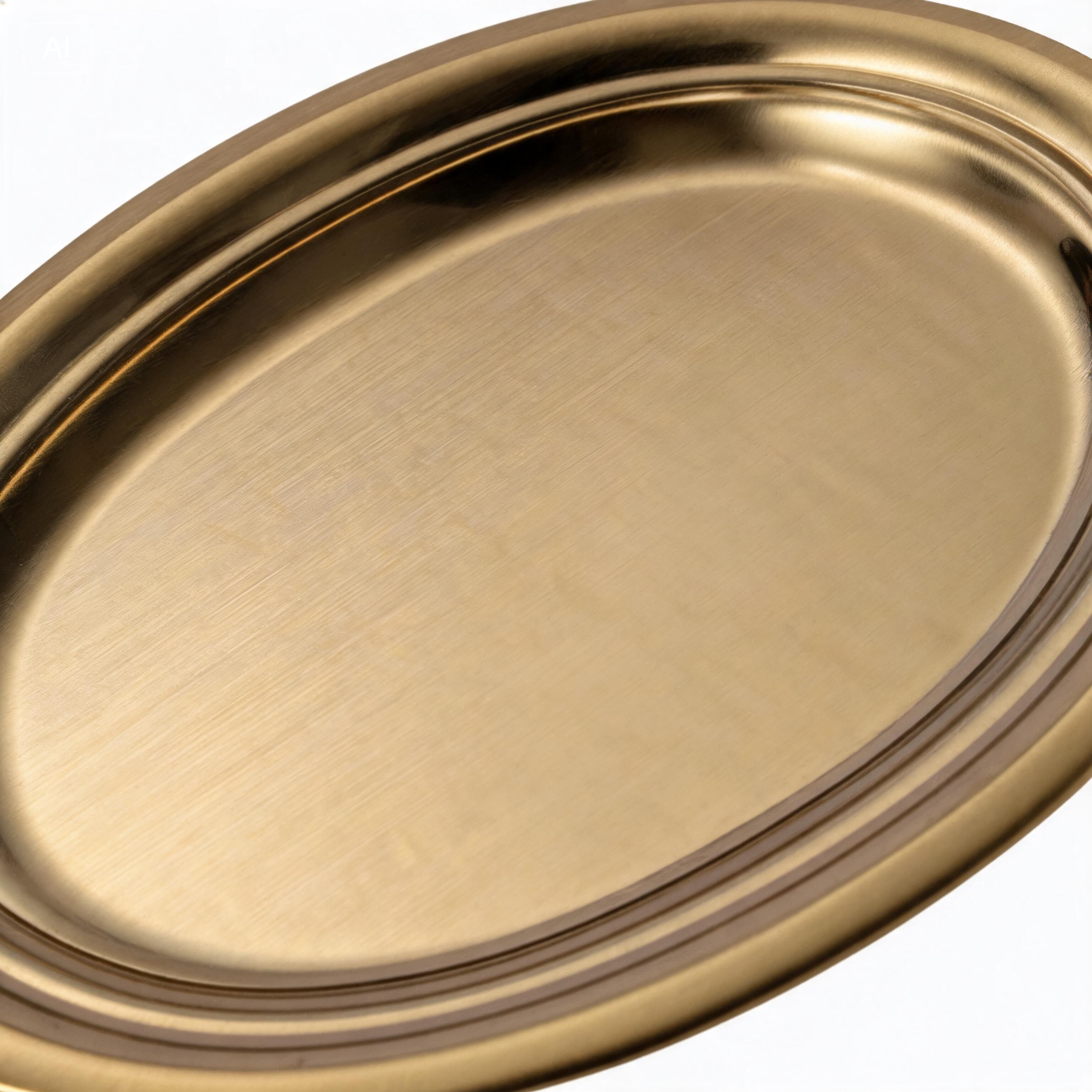 Oval Stainless Steel Gold Dish Korean Style 40cm for Serving Steamed Fish