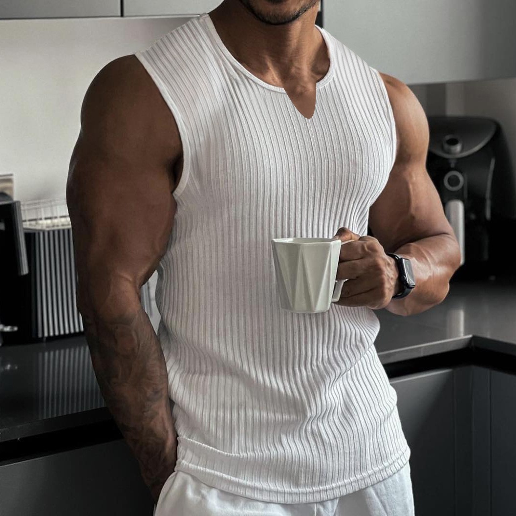 Quick Dry Breathable Men’s Tank Top V Neck Polyester for Outdoor Activities