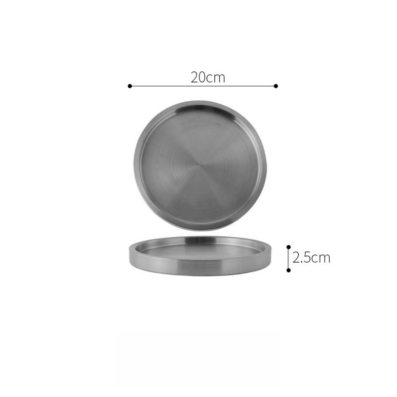 Round Serving Tray Double Layer 304 Stainless Steel Silver 20cm 23cm 26cm 32cm