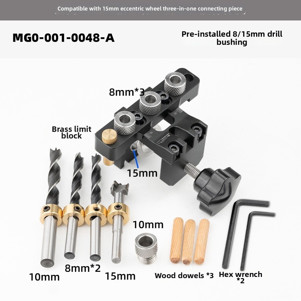 Wood Drilling Guide Tool with Three-in-One Functionality for Carpentry