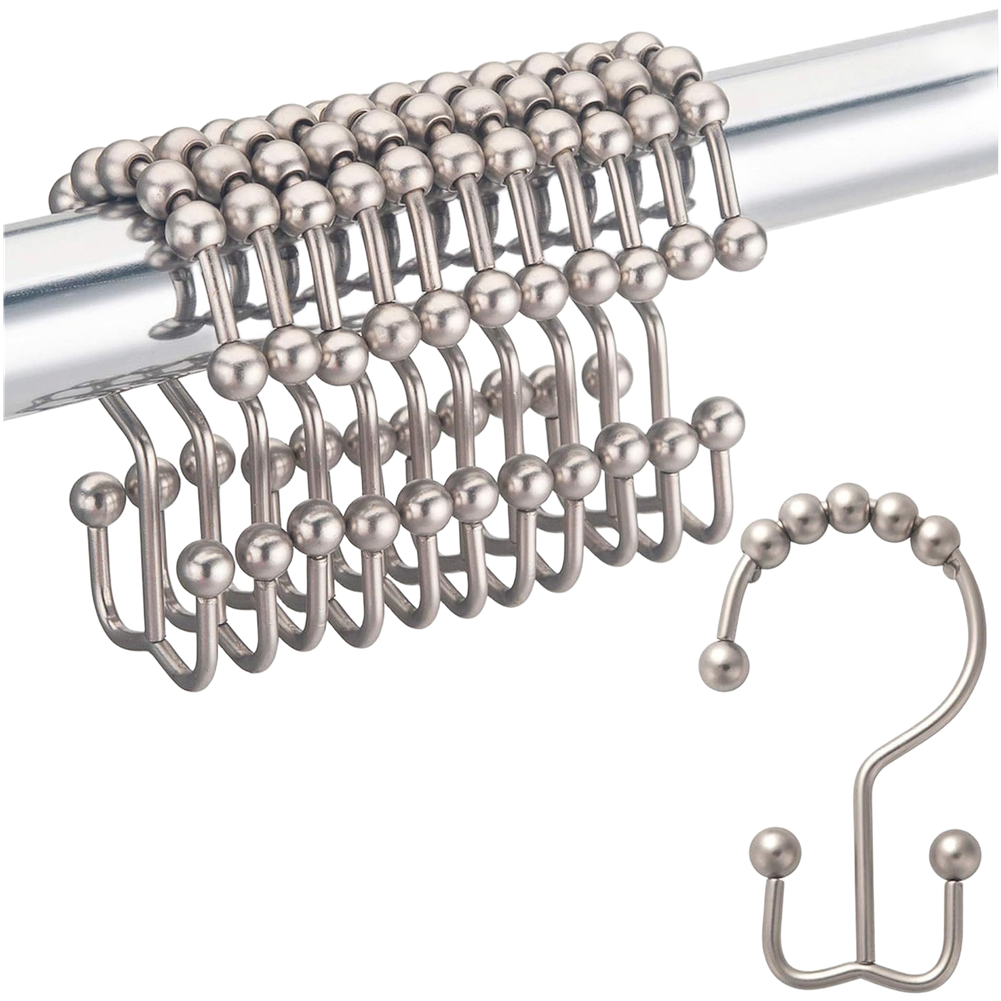 Stainless Steel Shower Hooks 12 Pack 8x6x5cm Smooth Glide for Daily Use