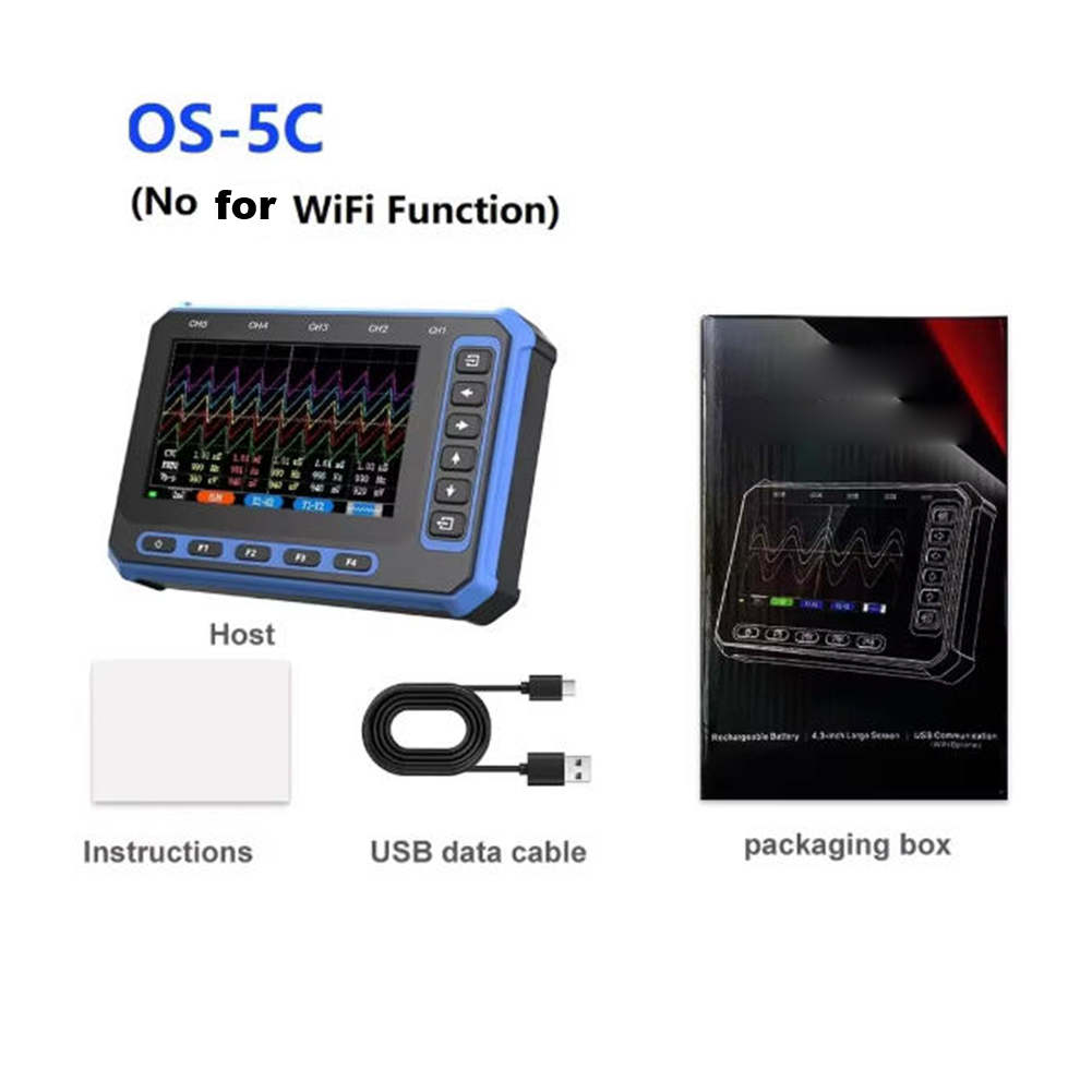 OS Portable 5-Channel Oscilloscope with 4.3 inch Color Display 1MHz BW