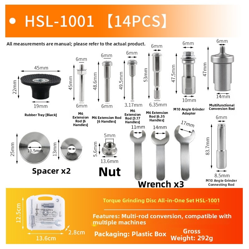 Angle Grinder Adapter Kit Compatible with M10 and Threads for Polishing