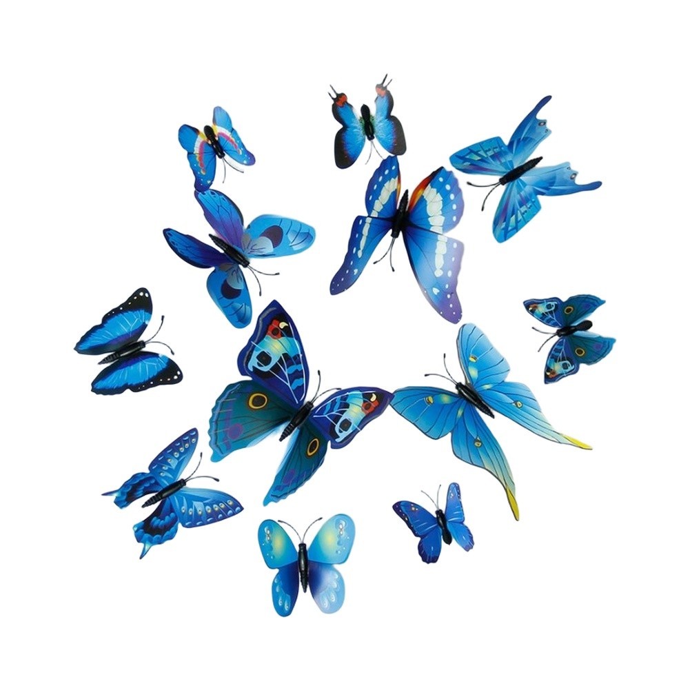 3D Butterfly Wall Art PVC Decor Set 5 Pieces Blue Green Yellow Purple Red 5x8cm