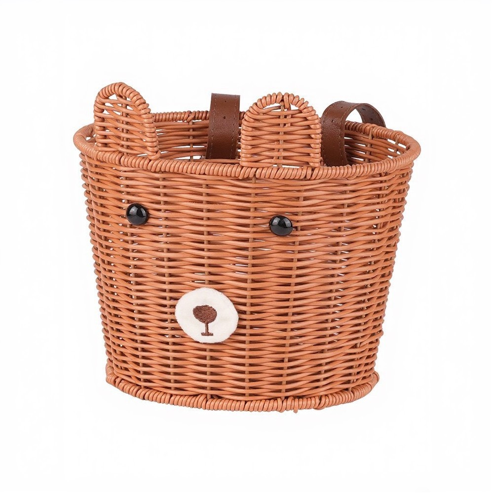 Childrens Bike Basket Woven Rattan Look Front Mount 9.05×7.28×6.49 inch Size