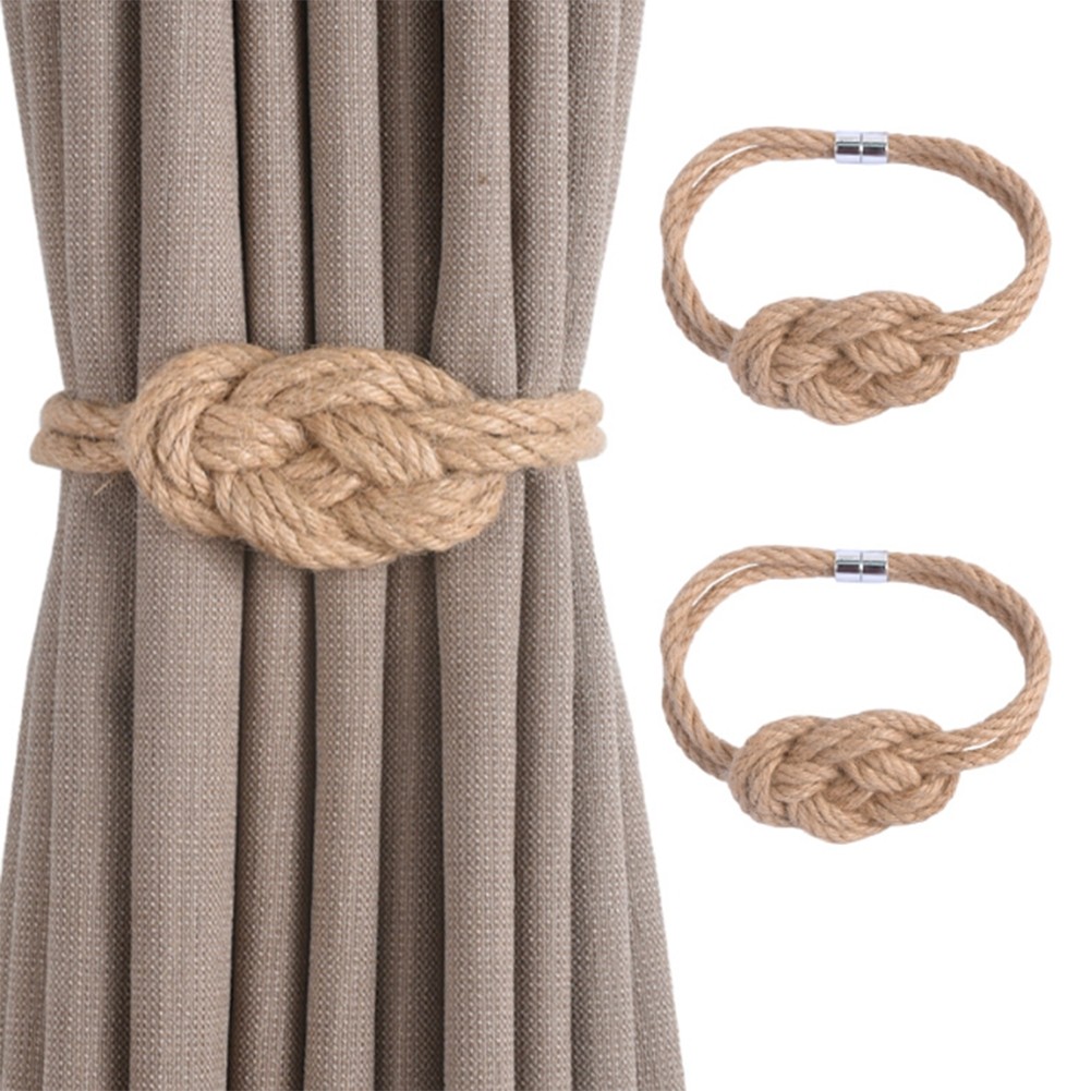 2pcs Magnetic Curtain Tiebacks Made of Hemp and Baoxin Rope for Secure Hold