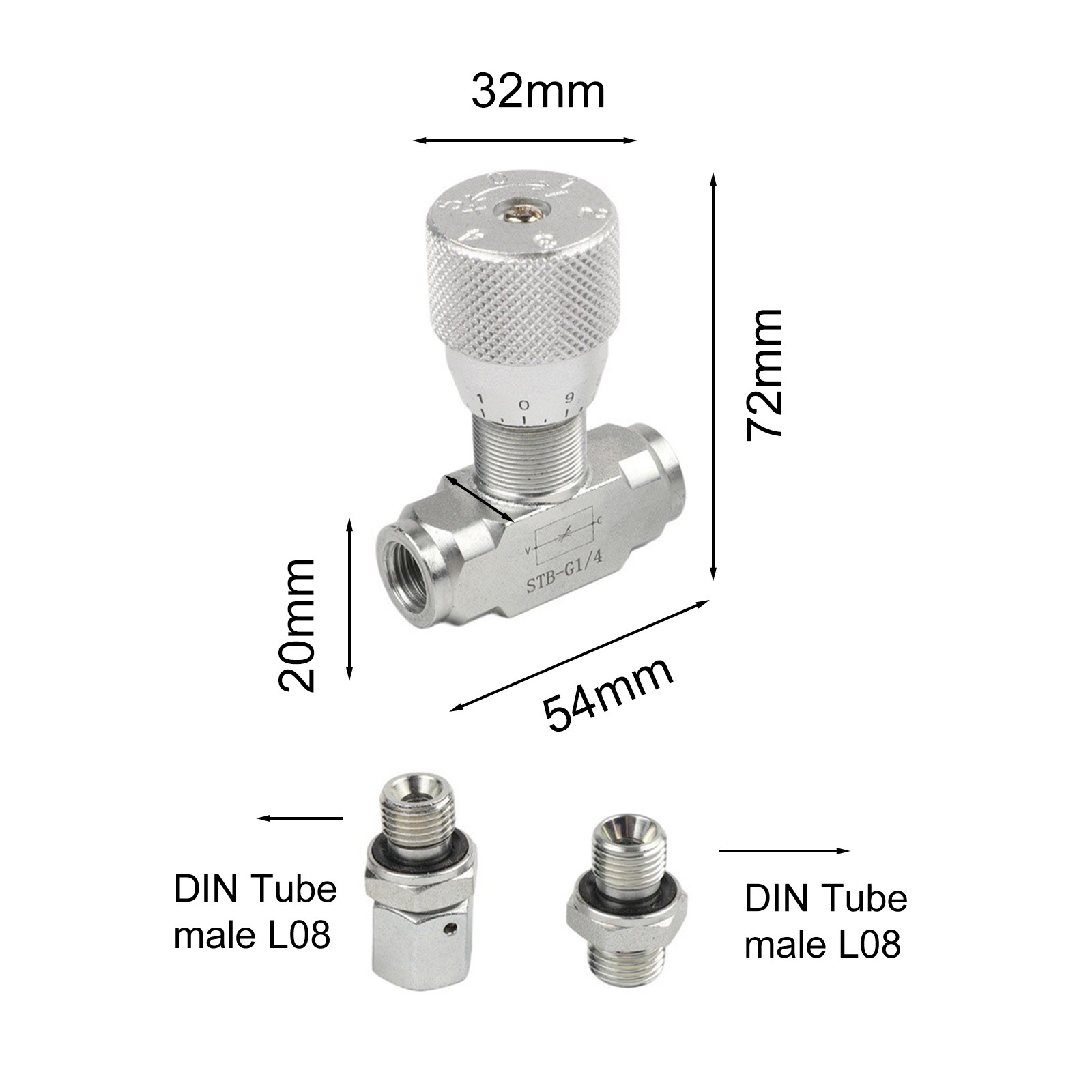 Hydraulic Two Way Flow Control Valve with 08L Connector 5800 PSI High Pressure
