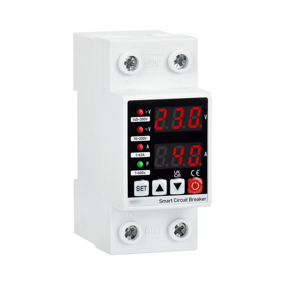 63A Adjustable Voltage Circuit Breaker Overvoltage Protector AC220V 110V