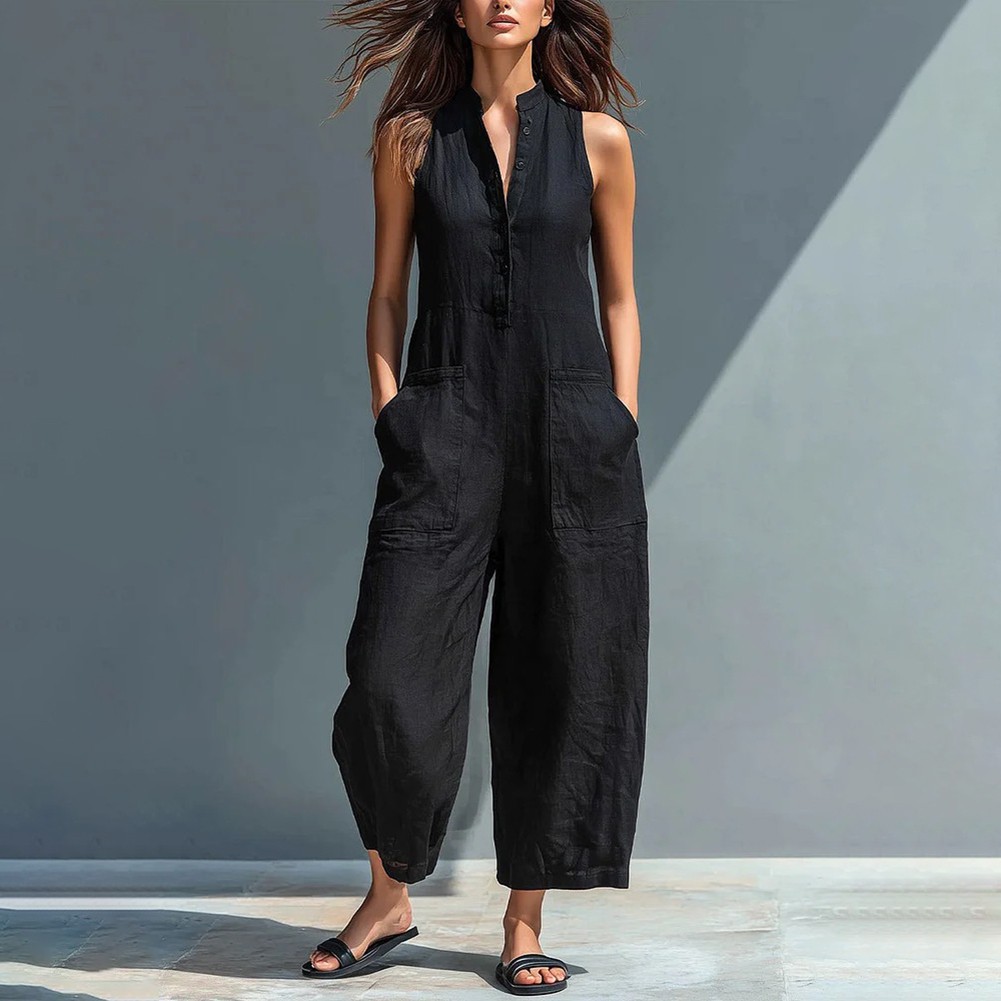 Women’s Polyester Sleeveless Jumpsuit Solid Color Beach Vacation Cycling Fit