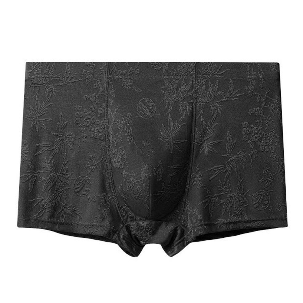 Men Ice Silk Jacquard Solid Boxer Shorts Middle Waist Underpants L-4XL