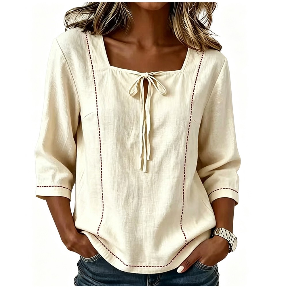 For Daily Wear Women Square Neck Blouse Casual Print Blouse For Weekend Getaways