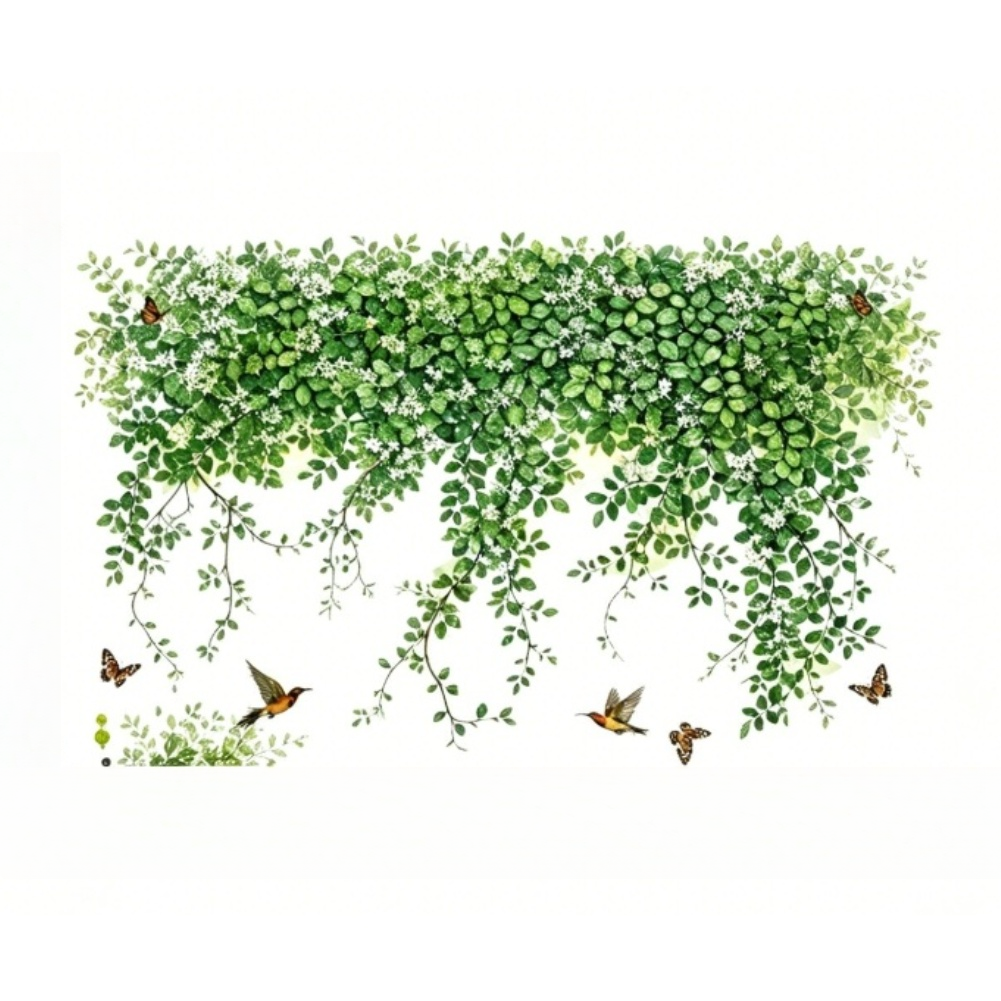 Flower Vine Wall Decal Removable PVC for Living Room Kitchen Decor 35.4×21.2in