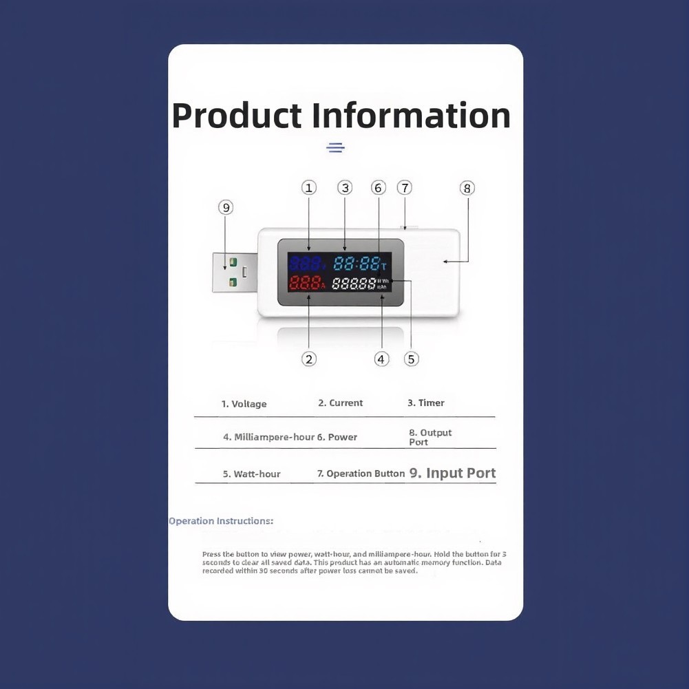 Color Screen USB Tester for For electrical Potential and for current Testing