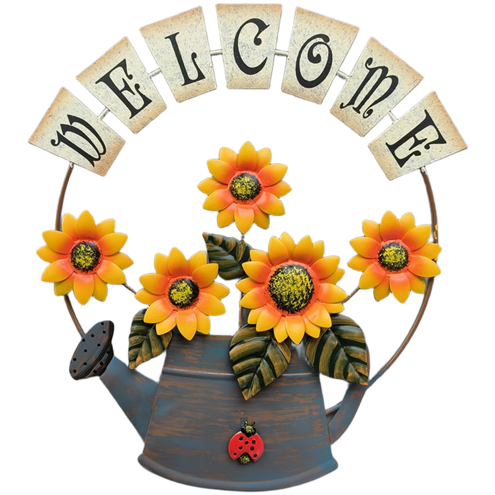 Iron Wall Art Sunflower Design for Indoor Outdoor Spaces Yellow Orange